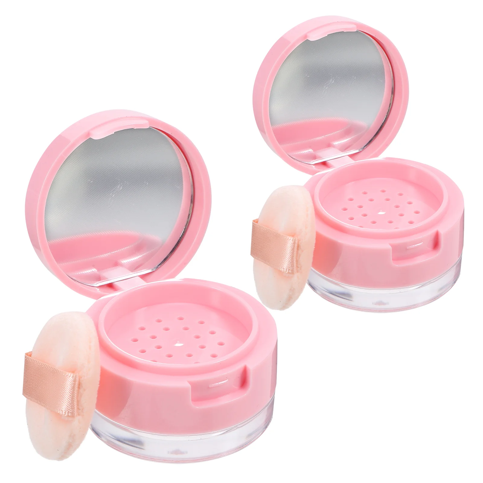 

2 Sets Powder Box Case Loose Cases 45X45X37CM Boxes Women Supply Pink Makeup Women's