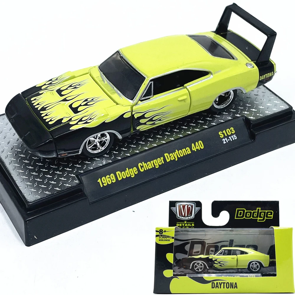 M2 machines1/64 1969 Dodge Charger Daytona 440 Die-cast alloy car model collection display child gift