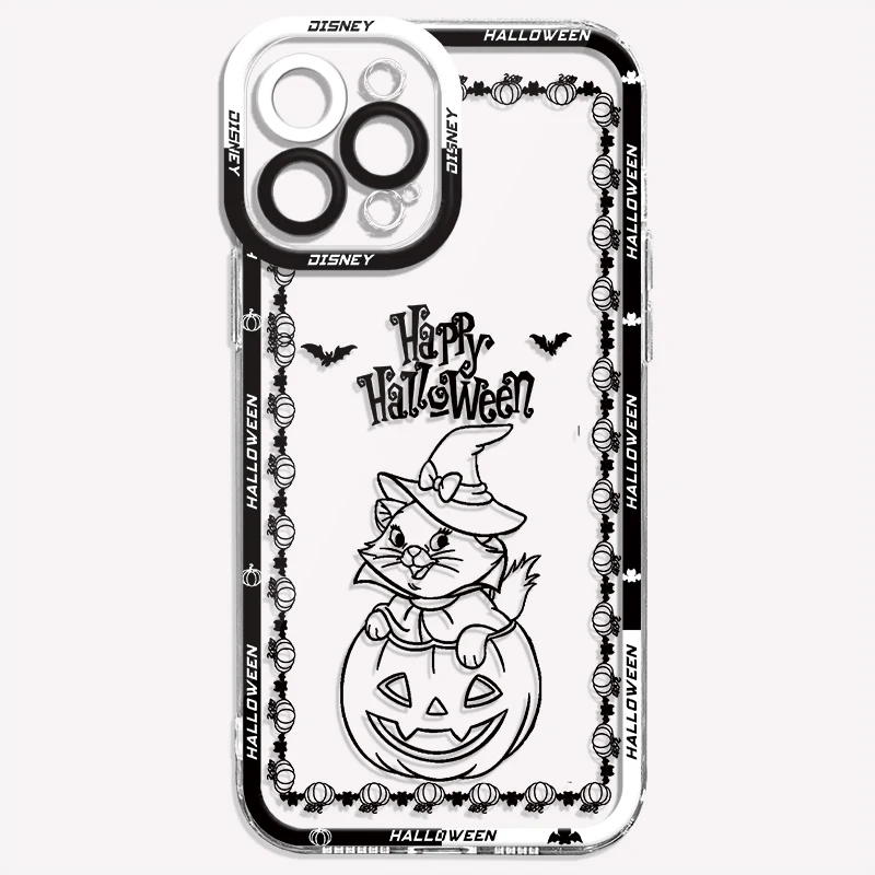 Disney Halloween dalmata Marie Cat custodia trasparente per telefono per Apple iPhone 16 15 pro max 14 13 12 Mini 11 XS XR X 7 8 plus Cover