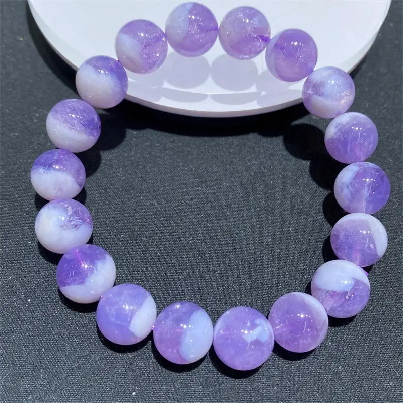

Натуральный фиолетовый браслет из молочного кварца для женщин и мужчин, подарок для любви, хрустальные бусины, нити ювелирных изделий, подарок, 1 шт., 8/9/10/11/12/13/14 мм