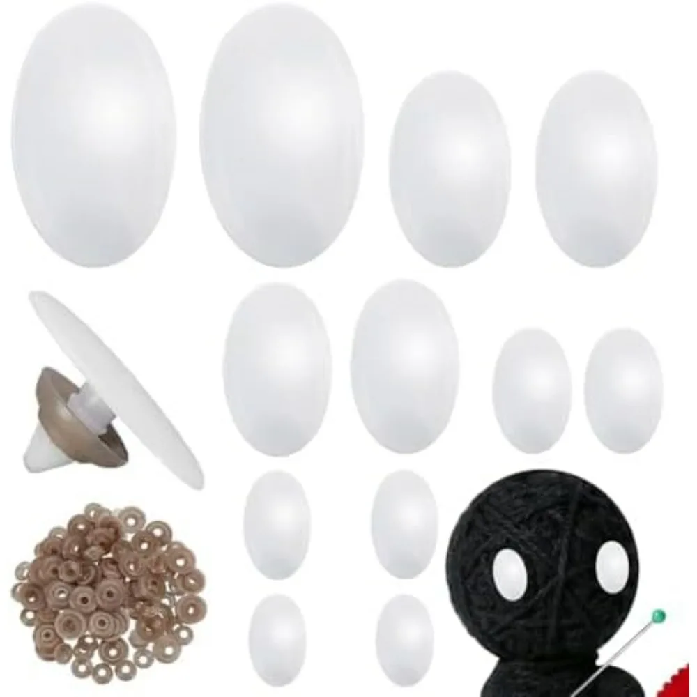6 Styles White Safety Eyes 120PCS Oval Plastic Safety Eyes Craft Stuffed Animal Eyes with Washers for Crochet Plush Animal