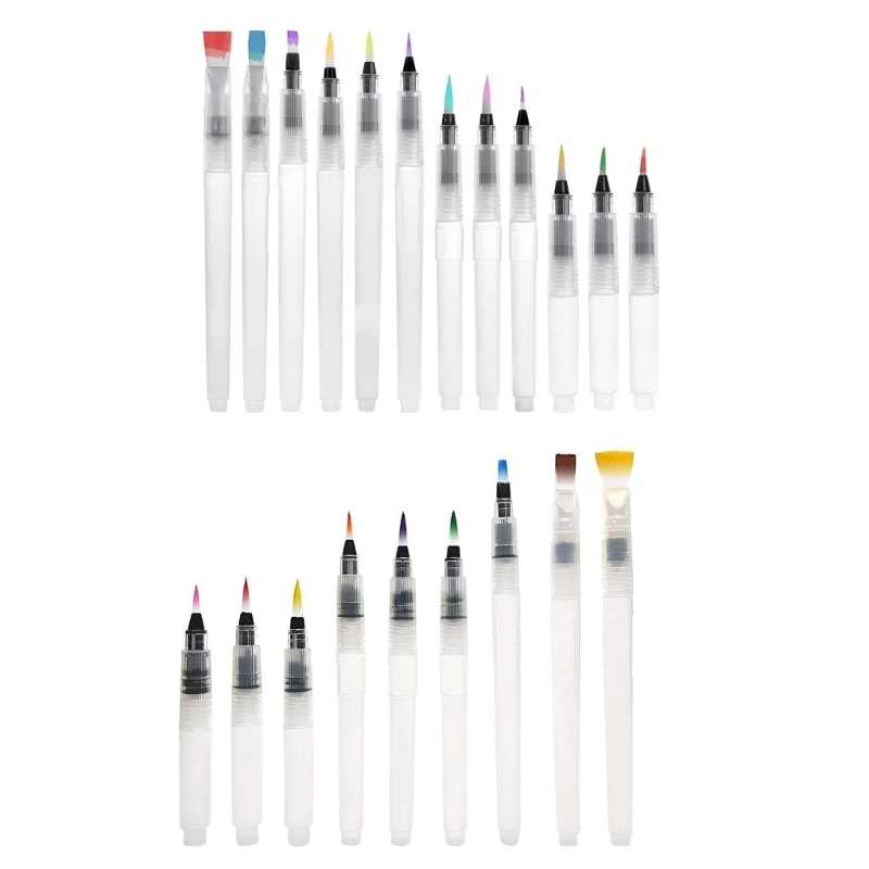 9/12Pcs Painting Water Brush Pen Artist Watercolor Brush Pen Flat/Point Tip