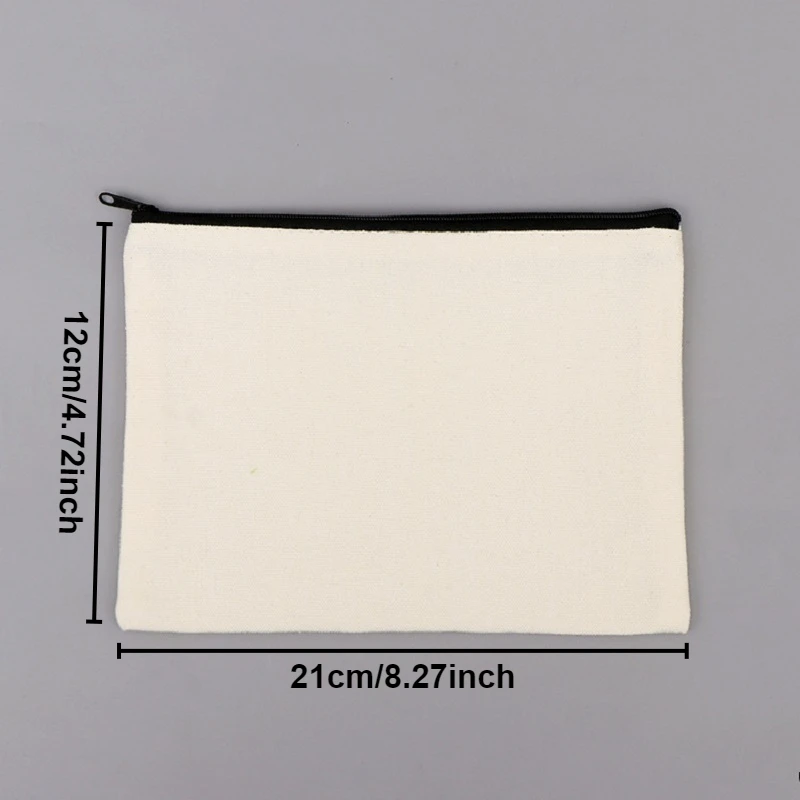 3/5/10 Pcs/Lot Student School Canvas Zipper Storage Bags DIY Blank Craft Cosmetic Ziplock Cotton Pouches for Pencil 21x12cm