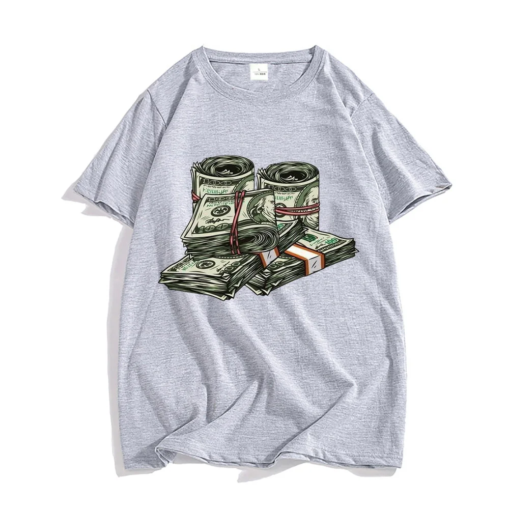 Money Roll 100 Hundred Dollar Tee-shirt Men/Women Short Sleeve T-shirt 100% Cotton High Quality Soft Tshirts O-neck Comfortable