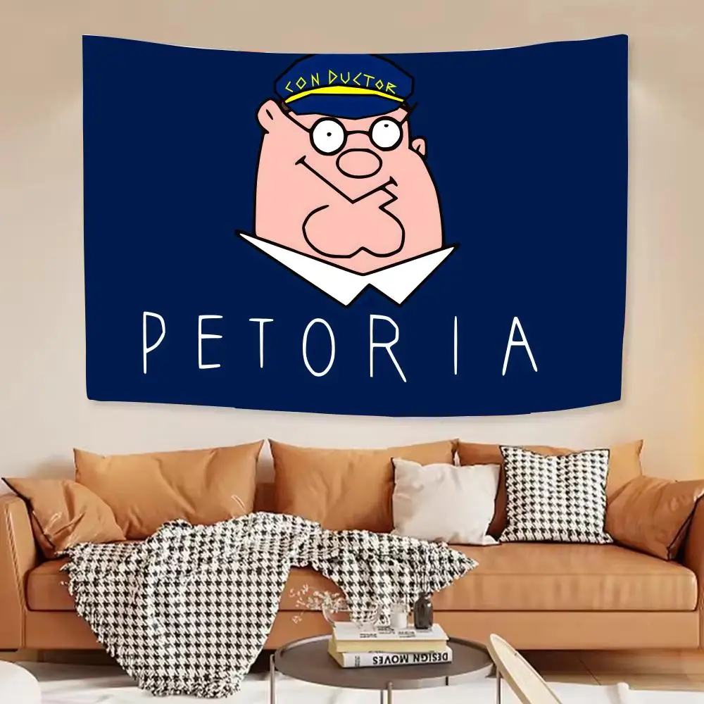 Funny Family Petoria Tapestry House Bedroom Living Bar Garden Microfiber Decoration Background
