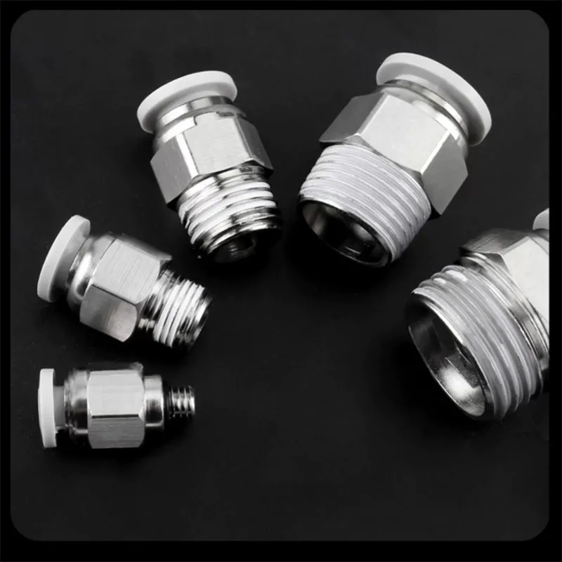 10 PCS Pneumatic Fitting Pipe Connector Quick Male Straight PU HOSE Fittings PC4-01/PC4-02/PC6-02/PC8-01_White