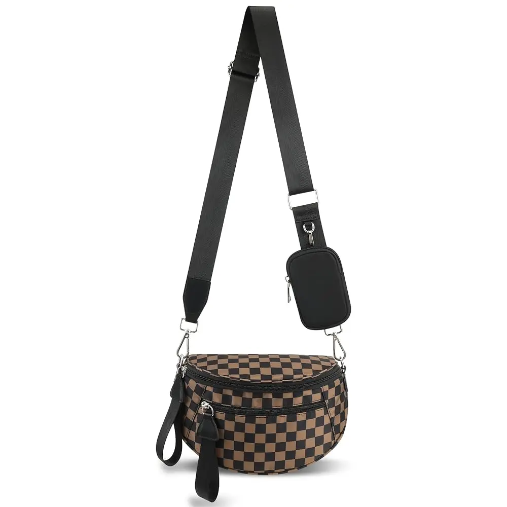 

Free ShippingCheckered Crossbody Bag for Women, Spacious Checkered Bum Bags Nylon Fanny Packs with RFID Coin Purse for Daily & T