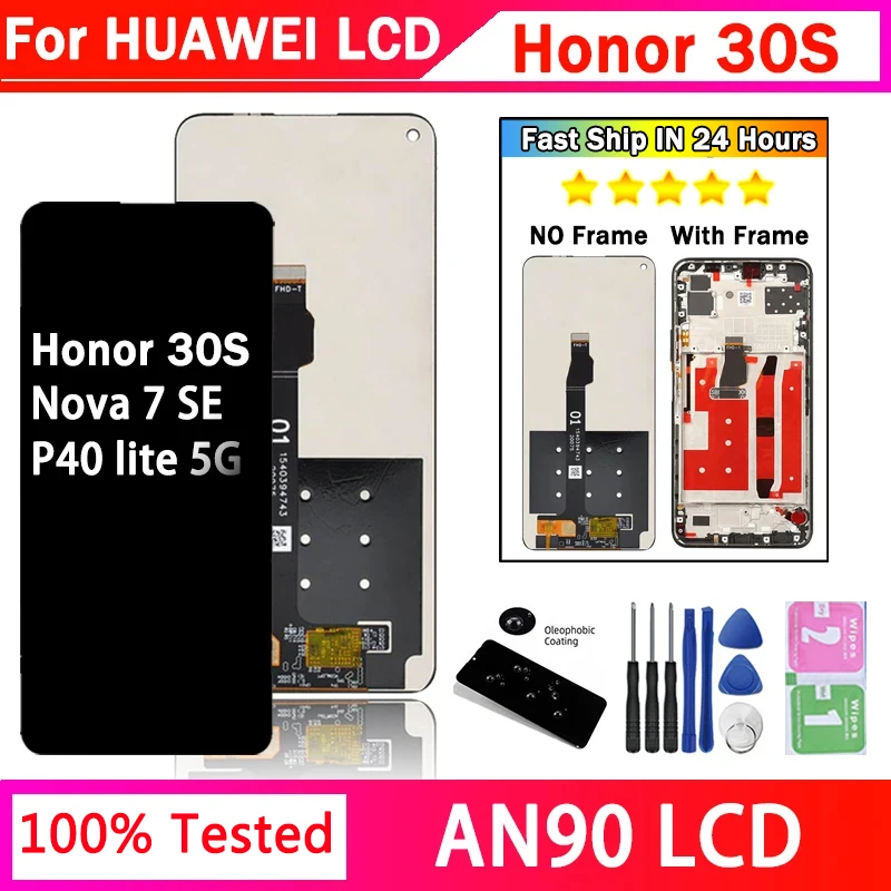 High Qualitay CDY-AN90 NX9A AN00 LCD For HUAWEI P40 Lite 5G With Frame Display Screen For Honor 30S Screen Nova 7 SE LCD Screen