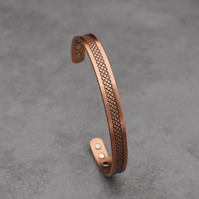 Copper Bracelets for Men, Pure Copper Magnetic Bracelet for Men with Neodymium Magnets, Adjustable Cuff Bangle Gift for Couple