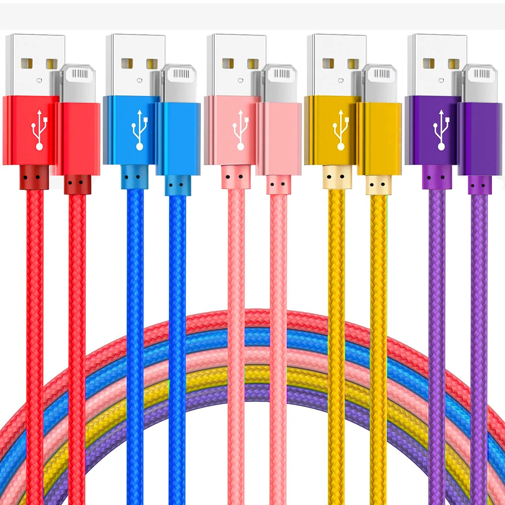 Multi Colored Nylon Braided Wire Charging Cable Suitable For Apple IPhone X 14 13 12 Fast Charging And Data Transmission