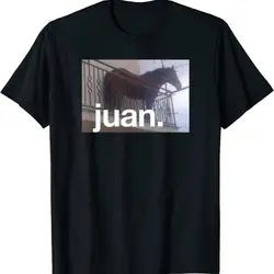 Juan Meme Horse on Balcony Men Vintage Cotton T-shirts Are You Serious Right Now Bro Funny Man Retro O-Neck Short Sleeve Tees