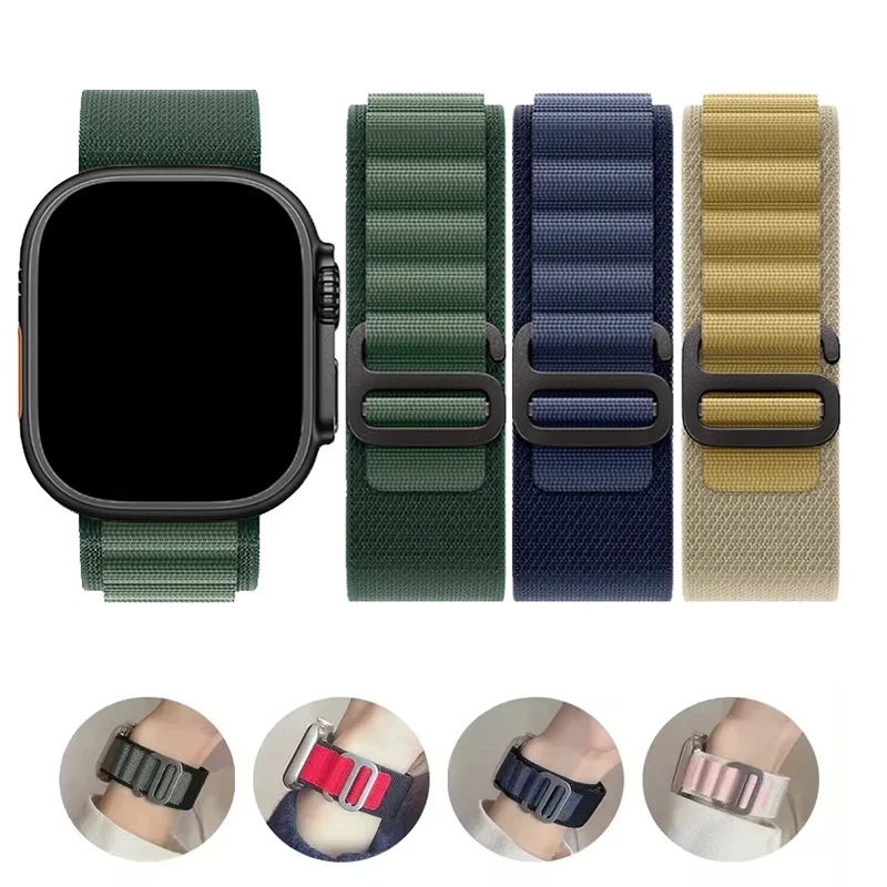 Alpine loop para apple watch ultra 2 banda 44mm 45mm 49mm 40mm 41mm 42mm náilon trilha pulseira correa série 10 9 8 7 6 5 se cinta