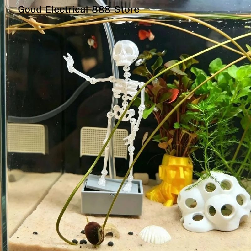 【G】No Power Dancing Skull Aquarium Ornament Water Dance Skull Fish Tank Decor 3D Printed Movable Oxygen Ornament