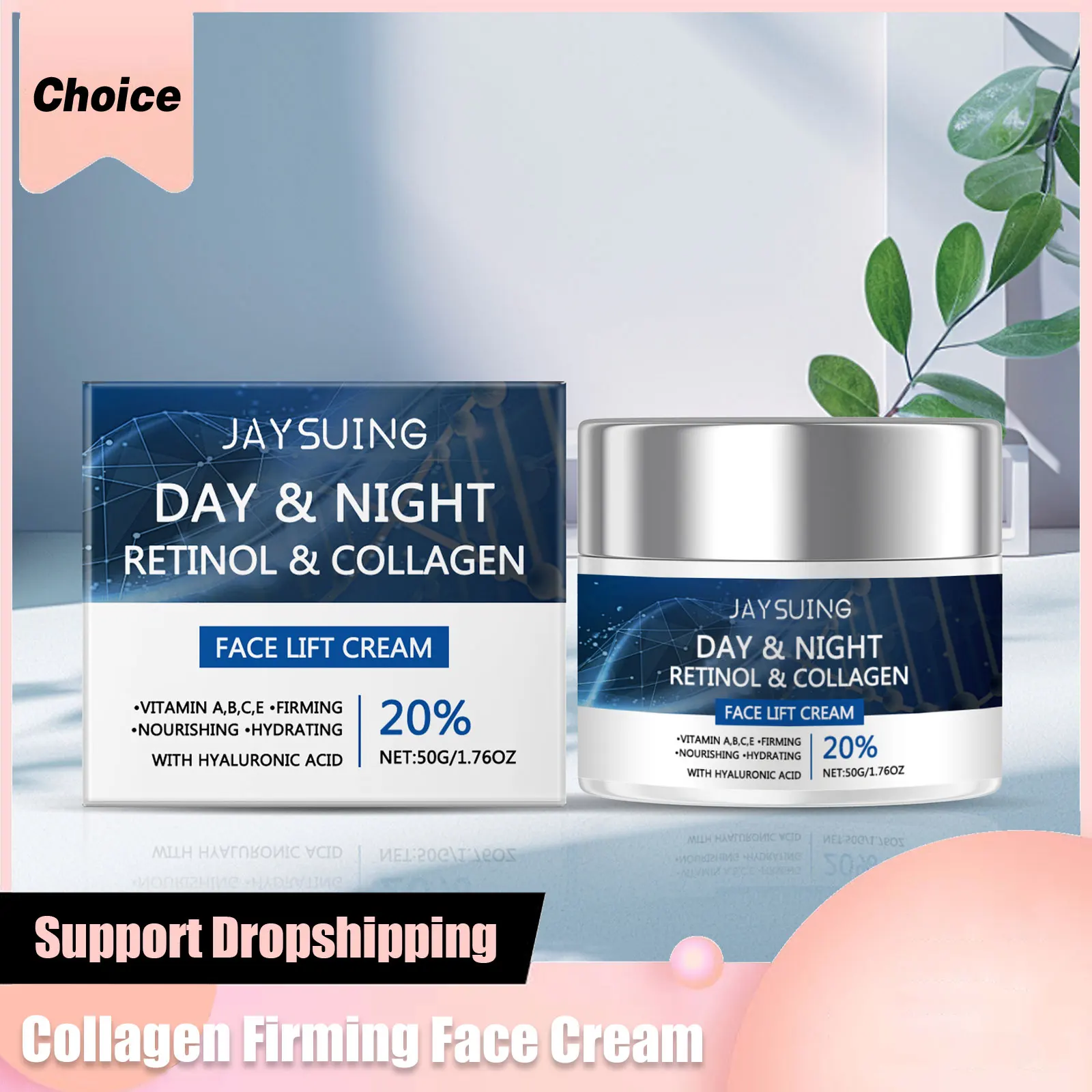 Retinol Cream Anti Aging Facial Moisturizer with Collagen Hyaluronic Acid Day Night Wrinkle Fine Lines Removal Firming Skincare