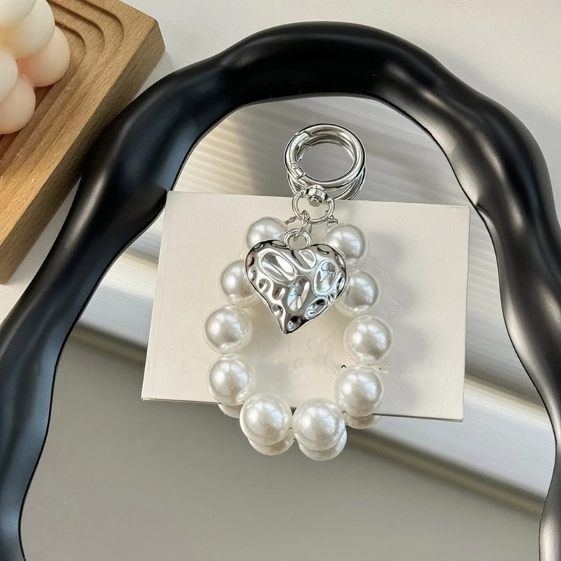 Practical Bowknot Keychain Bag Pendant Phone Charm Unique Artificial Pearls Keyring Decoration for Fashion Individual