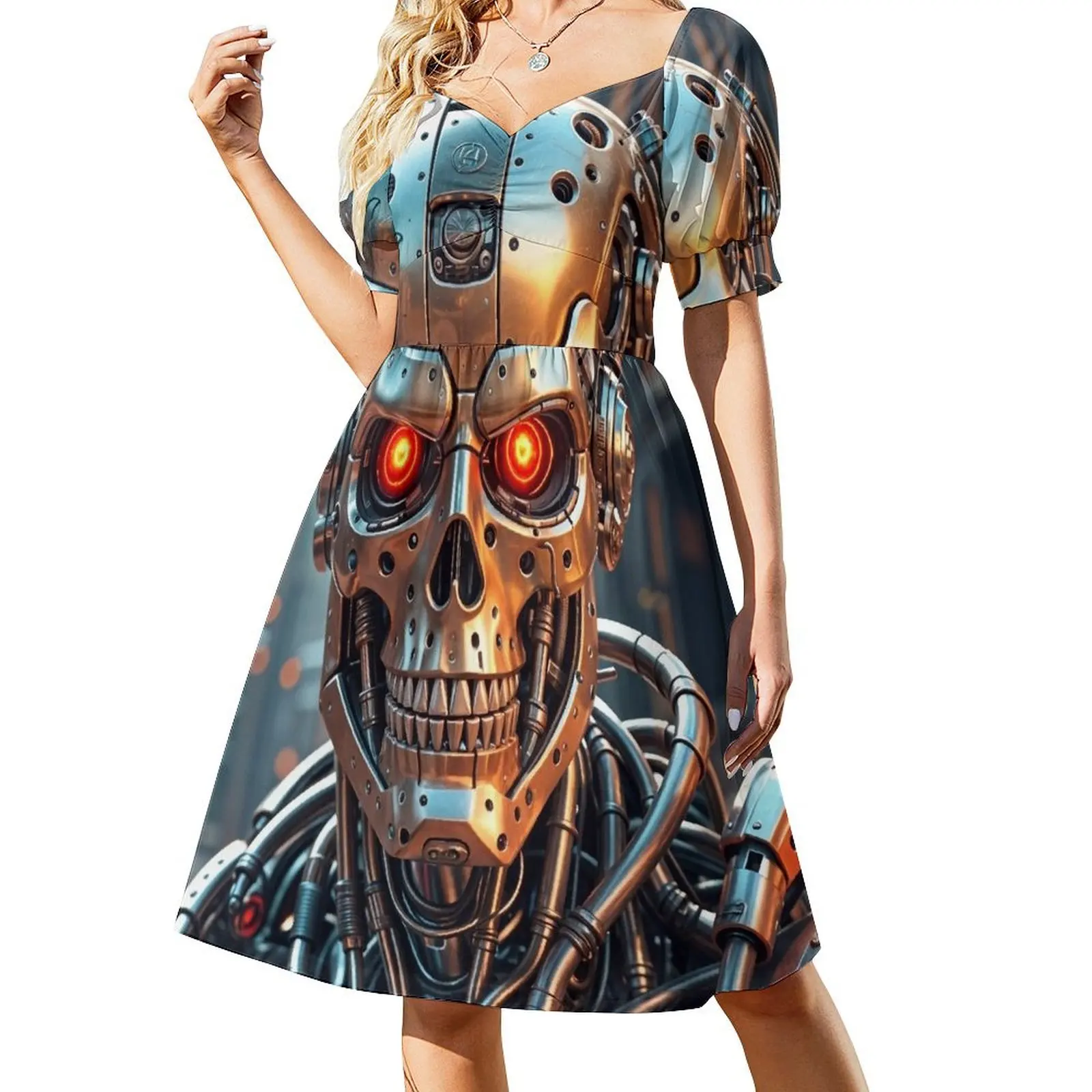 Cool Futuristic Cyborg Killer Robot Short Sleeved Dress dress for women 2025 dresses for prom Dress