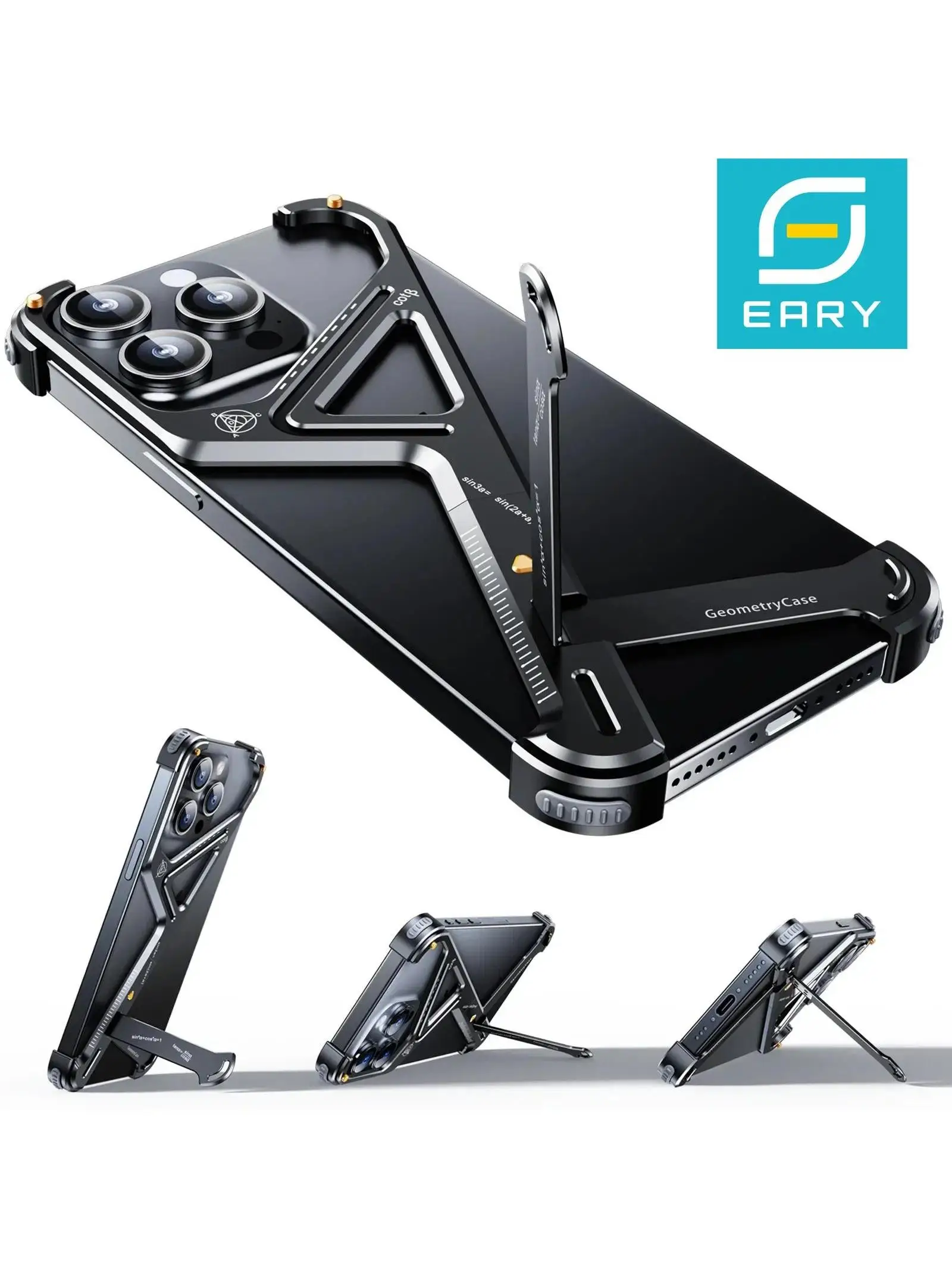 Eary Frameless Phone Case dla iPhone 16 15/14 Pro Max Racetrack Shaped Cool Design Aluminium Matal Bumper Shockproof Phone Cover — zdjęcie produktu 7