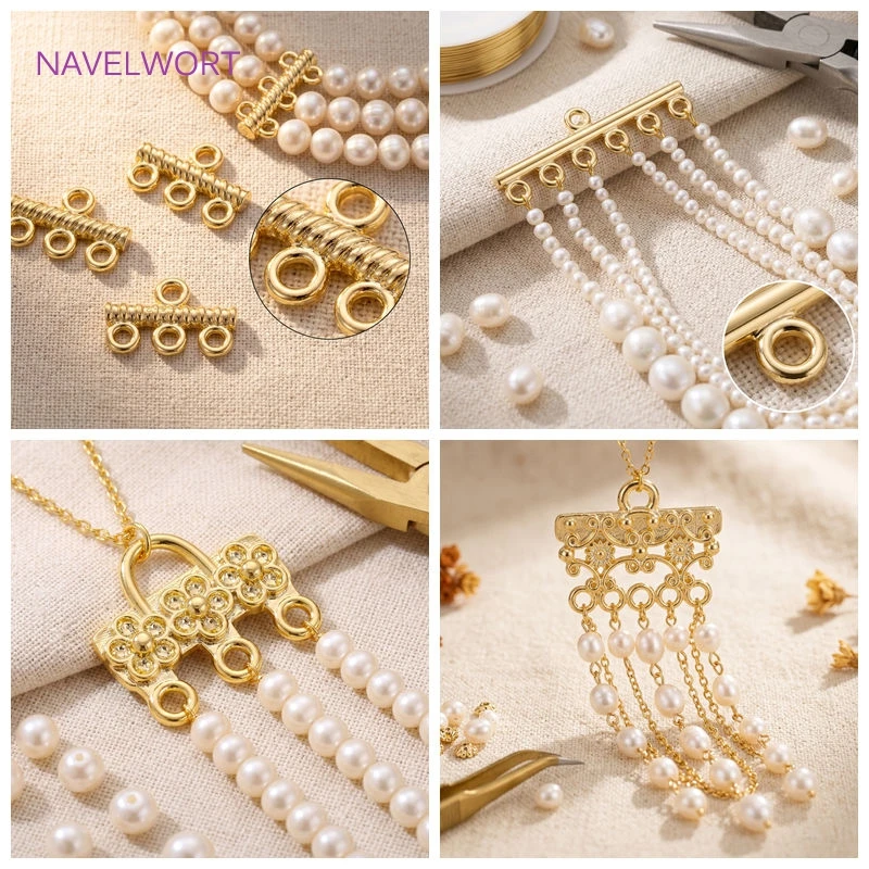 18K Gold Plated Brass Multi Strand Connectors For Jewelry,Connectors For Bracelets Making Findings,DIY Jewelry Accessories image 2