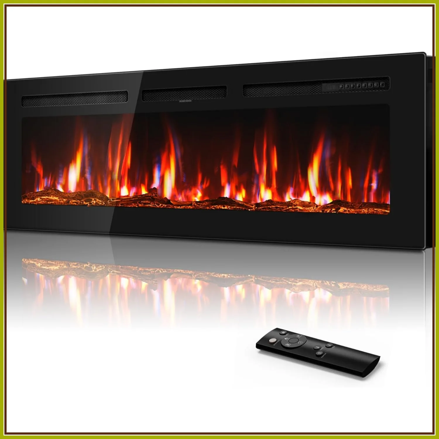 Ultra-thin electric fireplace wall installation