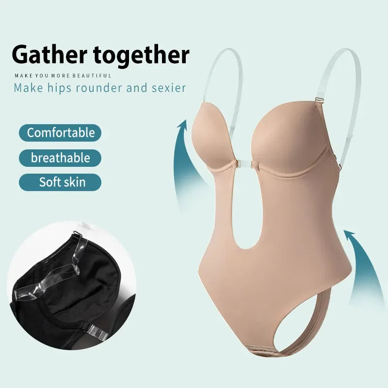 Women Full Body Shaper Bra Backless Bodysuit Thong Invisible Shapers Tummy Control Shapewear Girdles Sheath Slimming Underwear