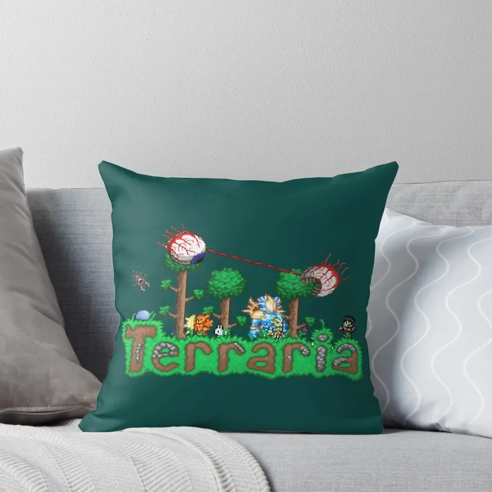 funny gift terraria game Throw Pillow Embroidered Cushion Cover Sofa Cushion Cover pillow