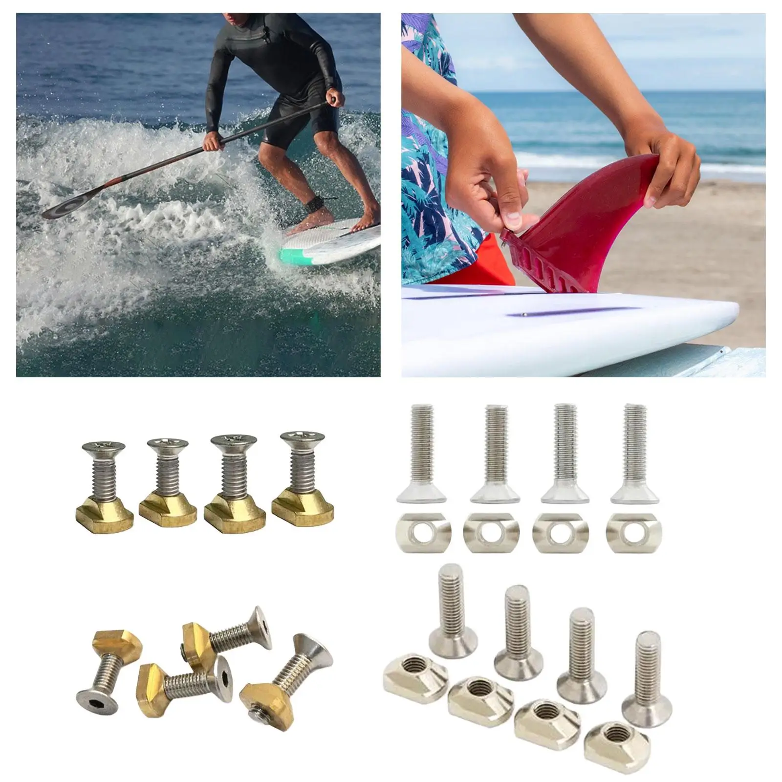 4x Surfboard Fin Screws No Tool Needed Easy Installation Thumb Fin Screw