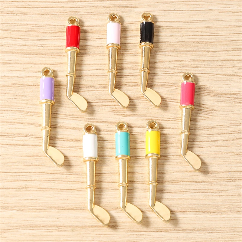 10 Stück Niedliche Emaille-Sport-Golfschläger-Taschenanhänger für Schmuckherstellung, Ohrringe, Halsketten, Schlüsselanhänger, DIY-Bastelzubehör – Detail 8