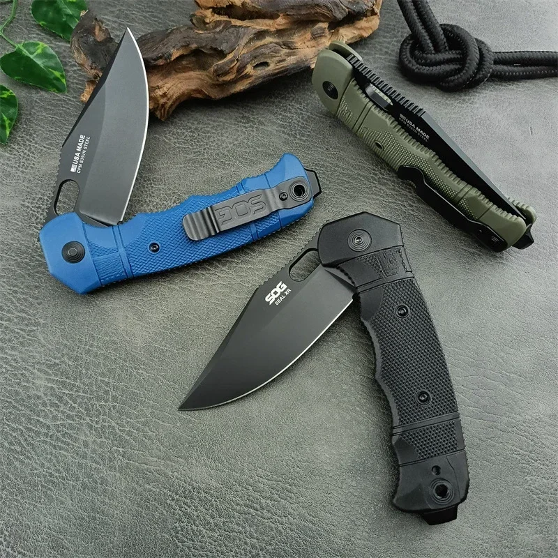 SEAL XR  Folding Pocket Knife 8CR13MOV Blade Nylon Fiber Handles Tactical Camping Survival Tools Self Defense Knife