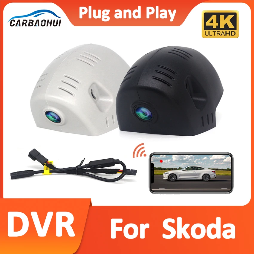 4K Wifi 3840*2160 Car DVR Dash Cam Camera Video Recorder for Skoda Octavia 4 Mk4 NX 2019 2020 2021 2022 2023 Wireless DashCam