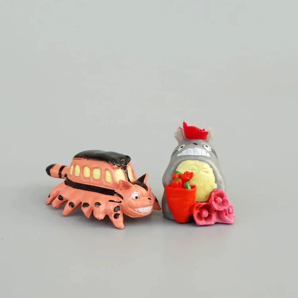 토토로 피규어 미니 스태츄 - 애니메이션 미야자키 하야오 시리즈 귀여운 미니어처 자동차 장식품 어린이 선물 장식용 수집품