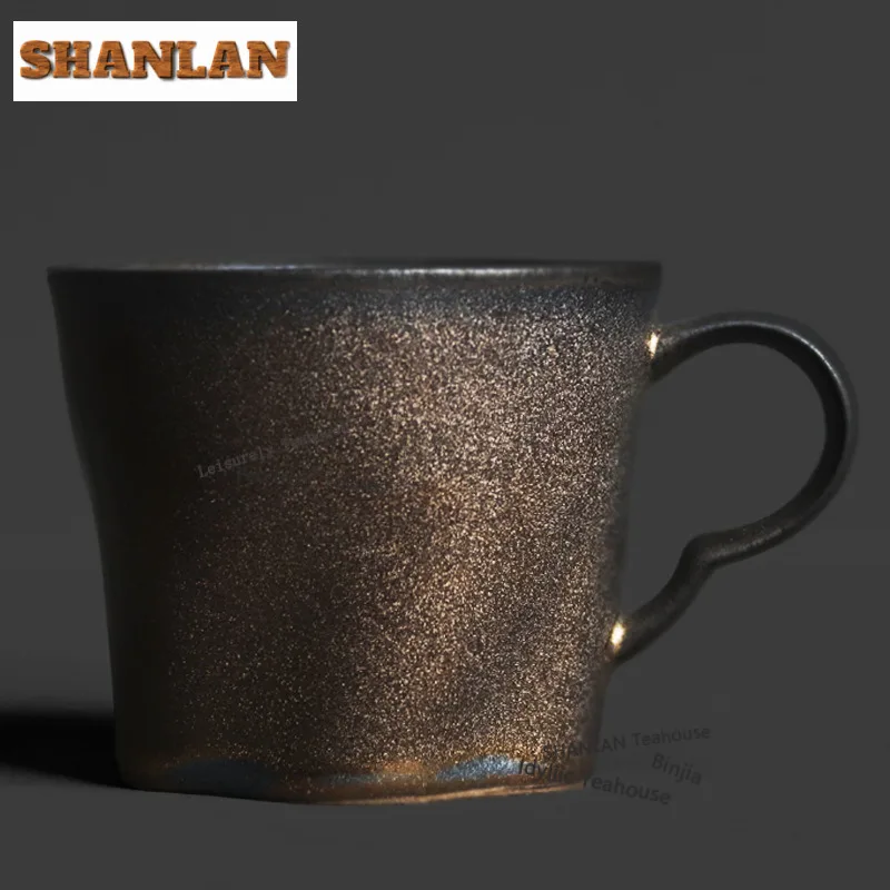 Kiln-changed Black Gold Petal Coffee Mug Japanese Beer Cup Afternoon Tea Mug Household Personal Office Water Cup Cafes Ornaments