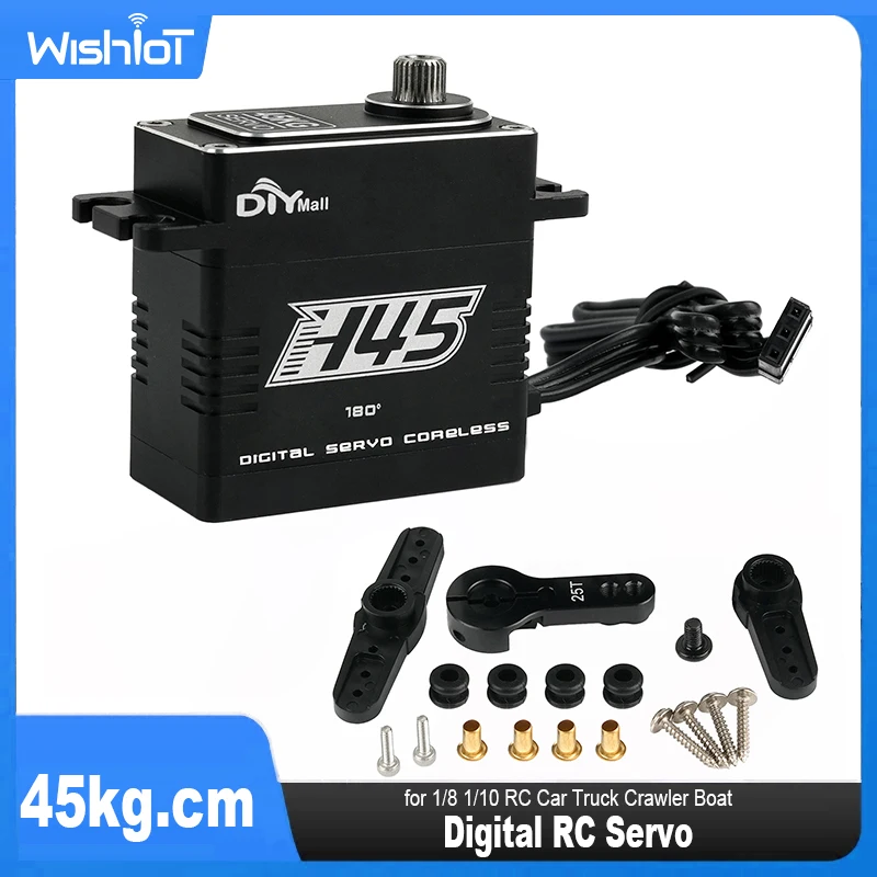 45kg.cm Digital RC Servo HV Coreless Metal Gear 180/270/360 for 1/8 1/10 RC Car Truck Crawler Boat Waterproof Aluminum Case