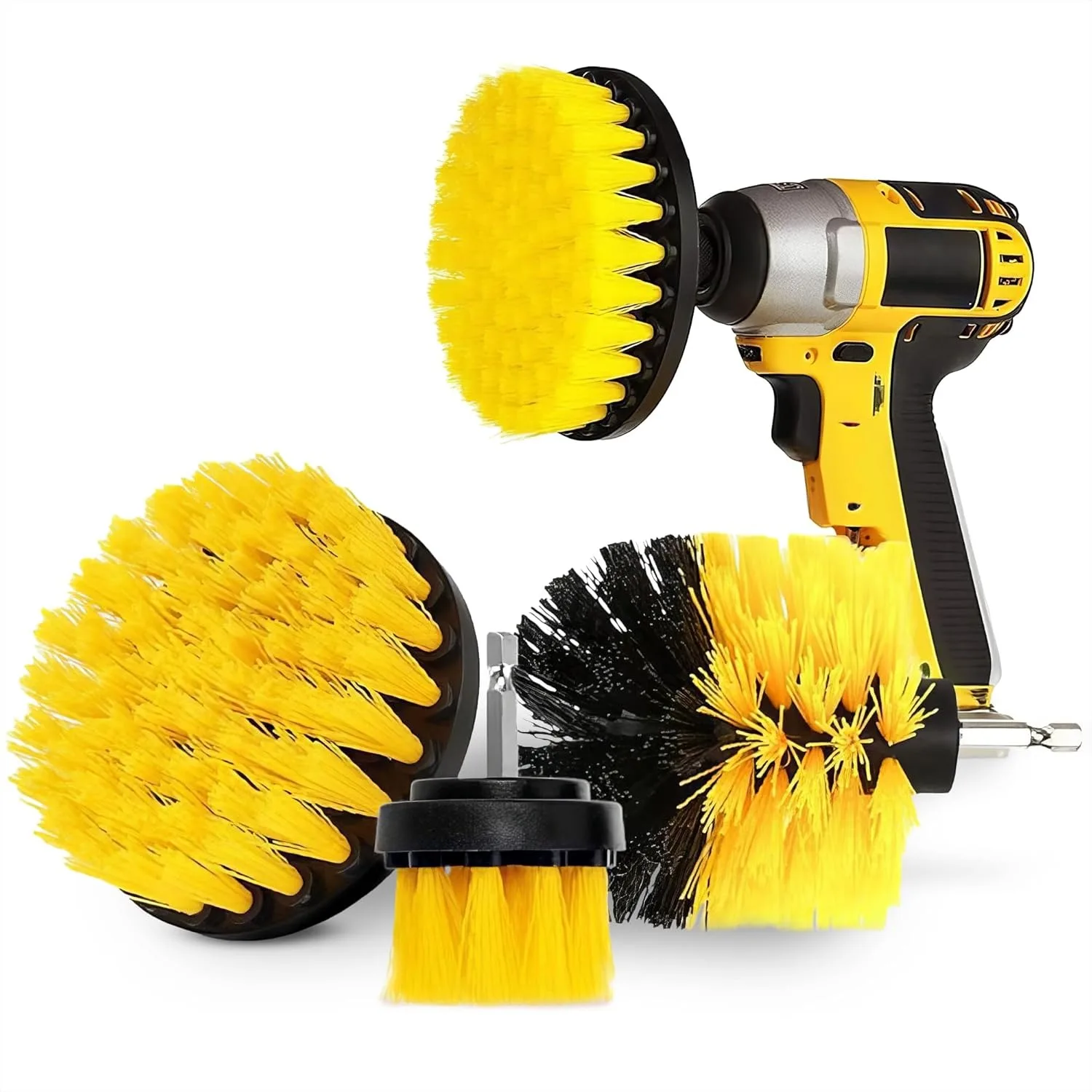 

3 Pcs Drill Brush Attachments for Cleaning - Nylon Scrubber Set 2/3.5/4 Inch Heads 1/4 Hex Shaft for Bathroom Tile Car Wheels Garage Floors Grout Lines