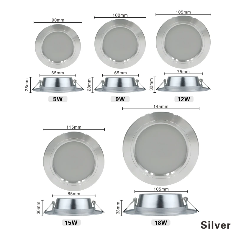 Imagem -05 - Downlight de Teto Redondo Led Luz Embutida Painel Branco Frio Quente 220v 5w 9w 12w 15w 18w