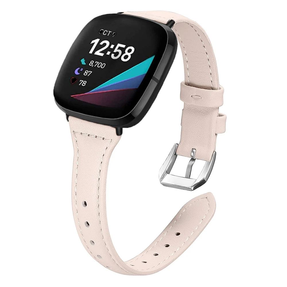 Slim Leather Band For Fitbit Versa 4 3 Women Men Watch Bracelet Strap Belt For Fitbit Sense 2 Correa Loop