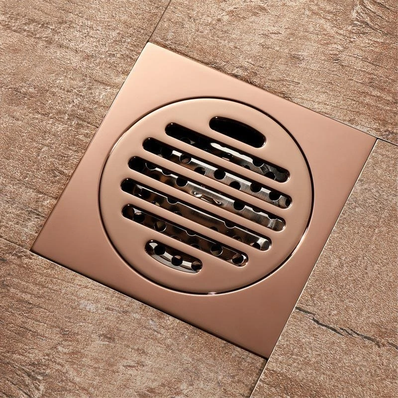 Rose Gold Bathtub Drain Stopper Bathroom Brass Floor Shower Drain Waste 10cm Floor Anti-odor Drainer Square Toilet Drainage