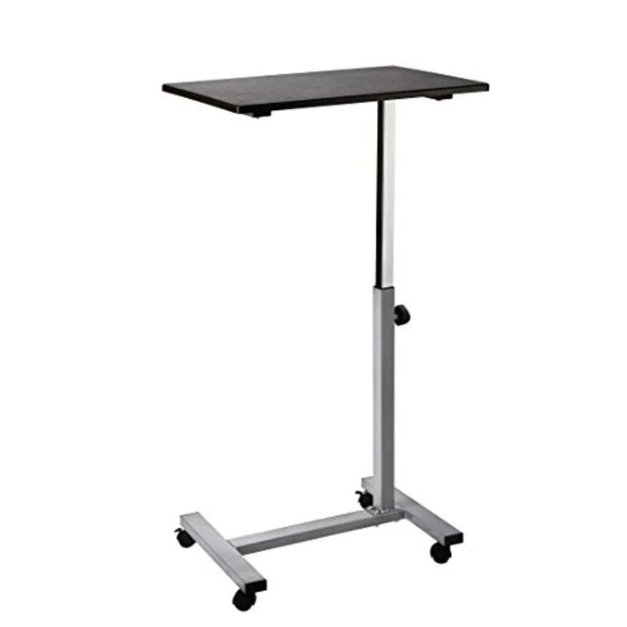 

Mobile rolling laptop cart for home office classroom hospital use, espresso wood-look MDF with steel frame, height adjustable 2