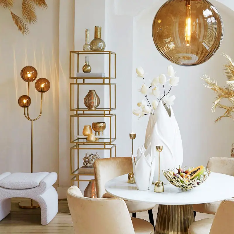 Wrought iron light luxury shelf, ornament decoration shelf next to living room sofa, Chinese creative bookshelf
