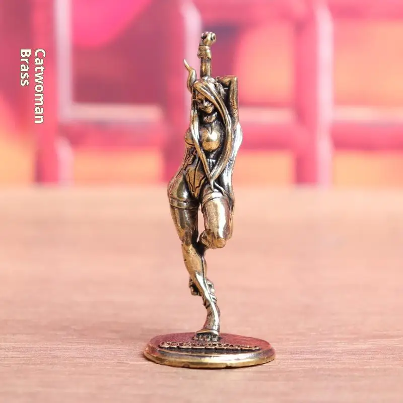 /KQM/Vintage Brass Beautiful Lady Cat Statue Desk Ornament Office Bookshelf Artistic Home Decor