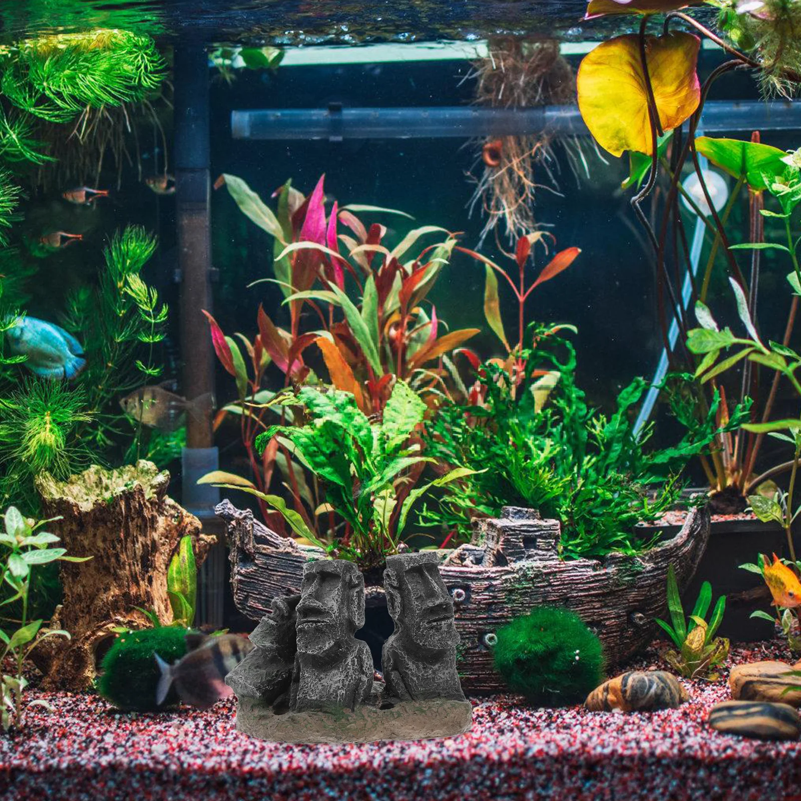 

Fish Tank Human Statue Resin Ancient Roman Egyptian Sculpture Moai Aquarium Decoration Landscape Safe Fish