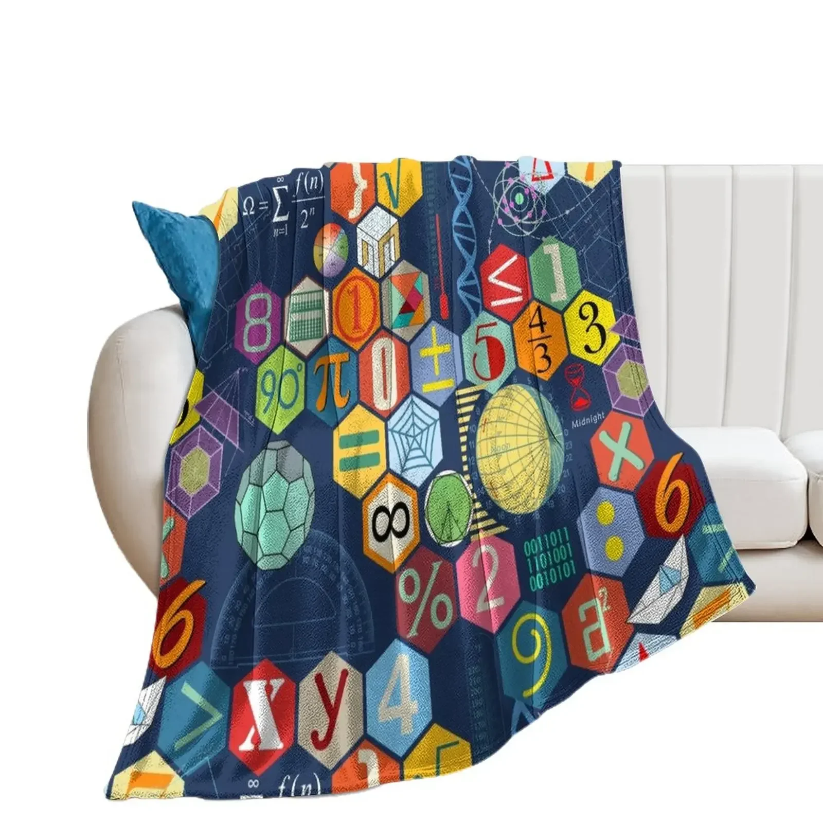 

Math in color (blue) Throw Blanket Cute for winter For Decorative Sofa Summer Beddings Blankets