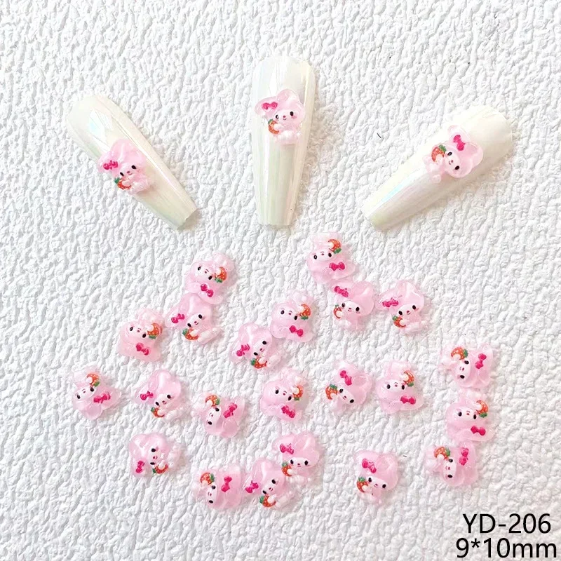 20Pcs HelloKittys False Nail Patches DIY Jewelry Ornament Manicure Anime Girls Naisl Accessories Toys Stickers for Acrylic Gifts