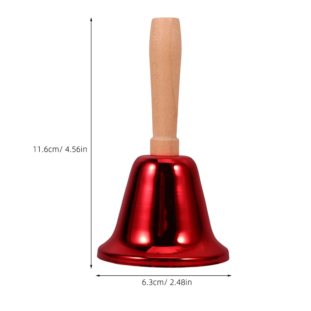 3 قطعة جرس اليد أجراس معدنية بصوت عال مقبض خشبي أحمر أجراس العشاء تدريب الحيوانات الأليفة الفصول الدراسية خدمة جرس إنذار الأناشيد