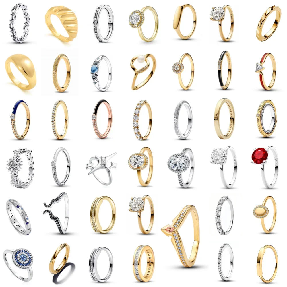 Nuovo fine originale in argento 925 per anello in oro brillante Anello sole luna stella Anello di fidanzamento Festa di nozze Gioielli da donna Accessori popolari