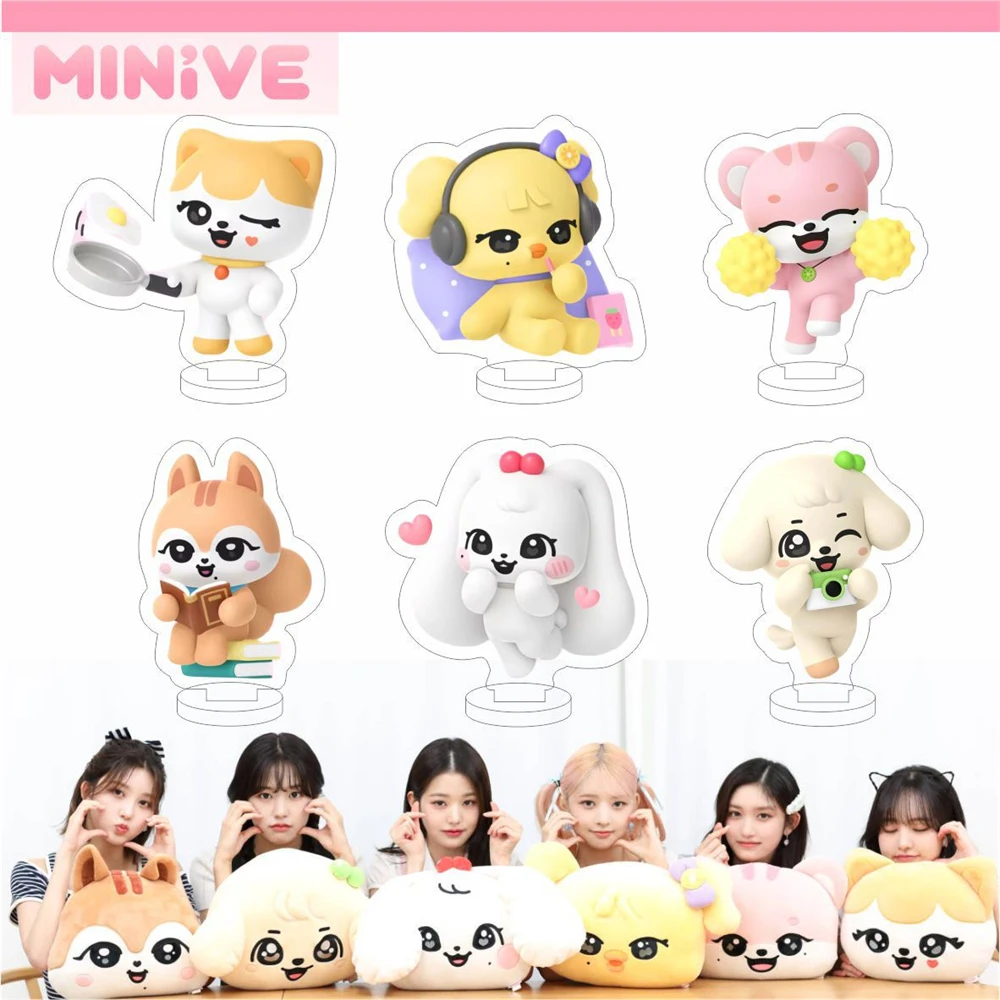 

KPOP IVE MINIVE Cartoon Double-Sided Acrylic Stand Figure Wonyoung LIZ Rei Desktop Decoration CHERRY CHEEZ NAORI Fans Collection