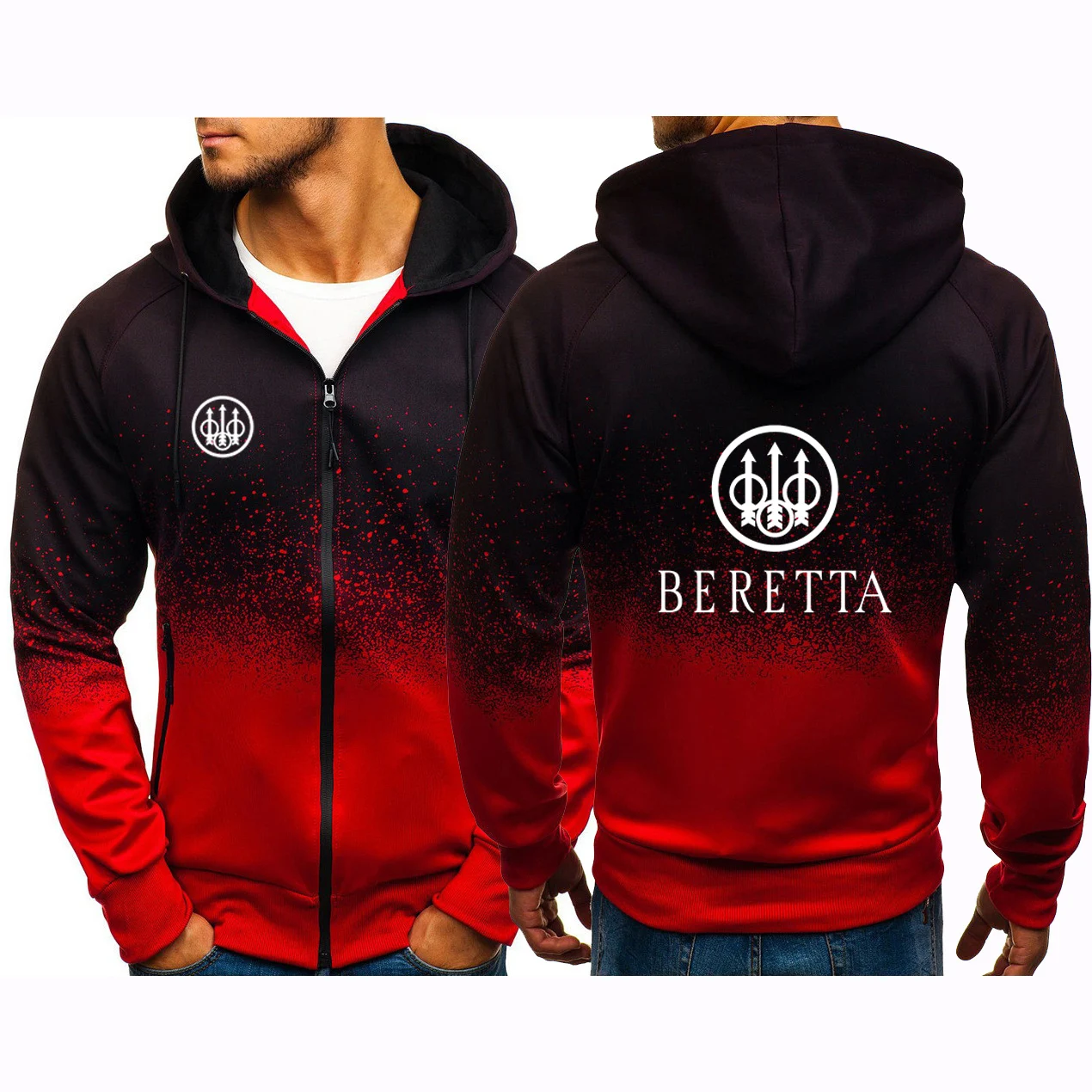 2024 Beretta Firearms Logo Men Spring And Autumn New Jacket Printing Casual Harajuku Gradient Coat Sweatshirt Zipper Hoodies Top