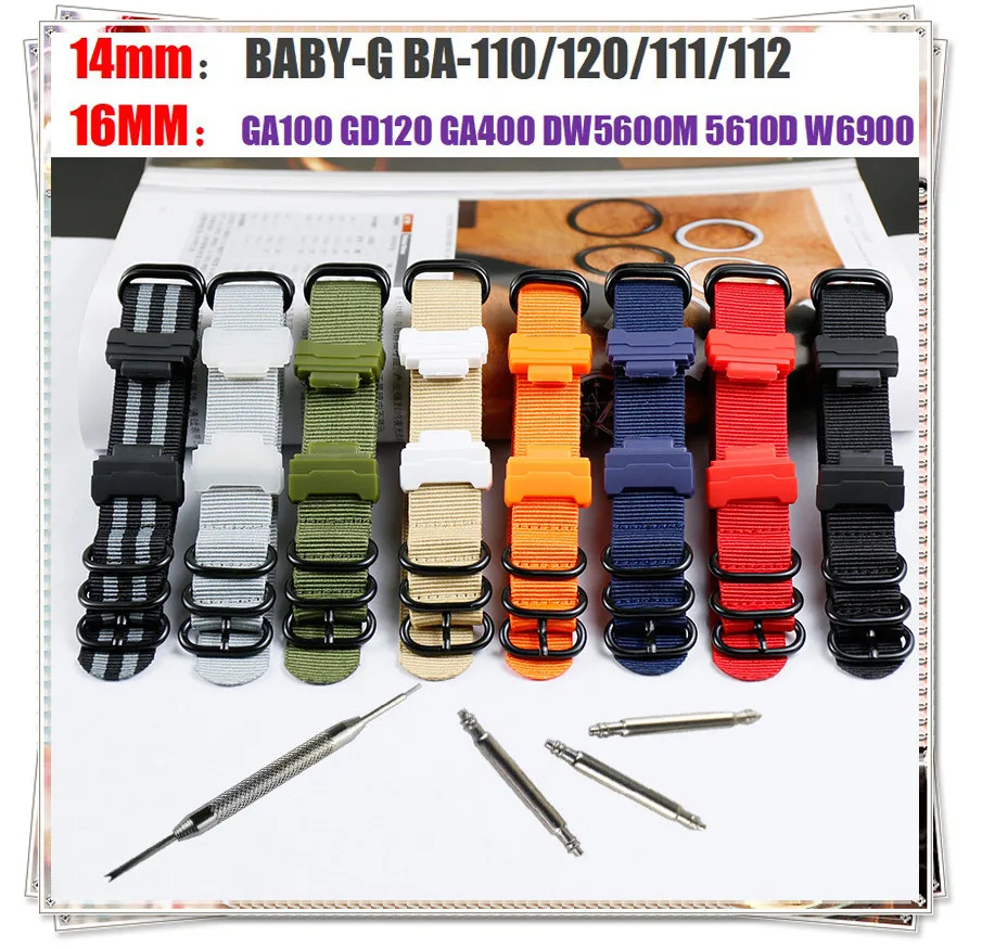 14/16MM Watch Connectors GA100 GD120 GA400 W6900 GA-110 Bracelet band for BABY-G BA110/120/111/112 adapter Refit Kit Connector