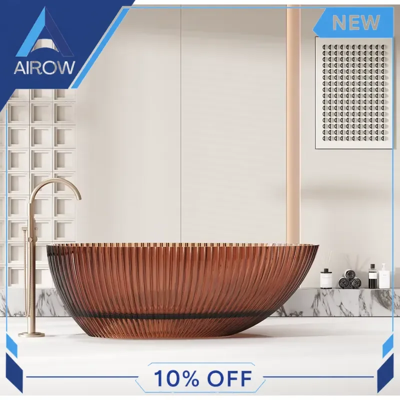 for Luxury Transparent Resin Bathtub Colorful Crystal Artificial Stone Soaking Tub Modern Bathroom Freestanding Bath for Home