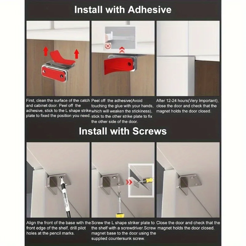 طقم مكون من 4 قطع - لا يتطلب حفر للتركيب، مناسب لعشاق الأعمال اليدوية لأبواب خزانة المطبخ والأدراج وخزائن الملابس