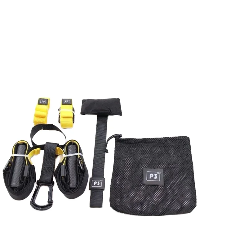 

Adjustable Yellow Fitness Suspension Trainer Set Polyester Fabric Resistance Exercise Training Kit with Sling Trainer Straps 1